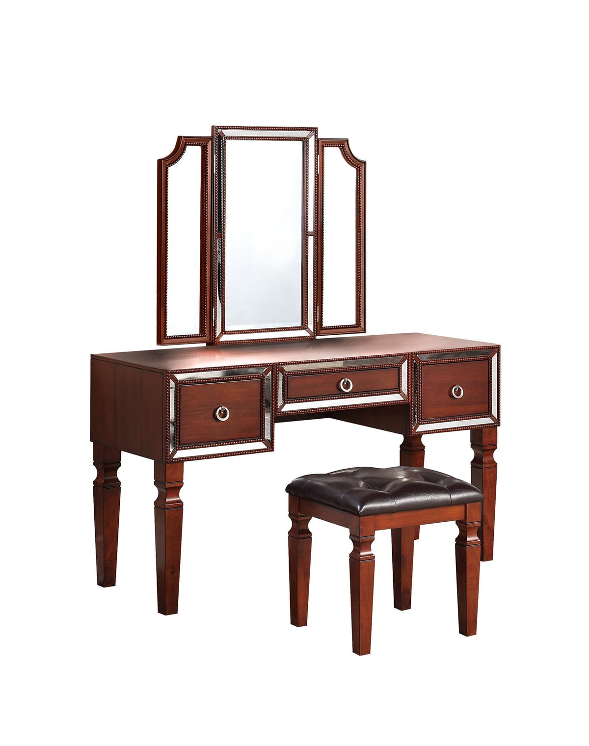 Cherry Poplar Makeup Vanity Set Bedroom Furniture