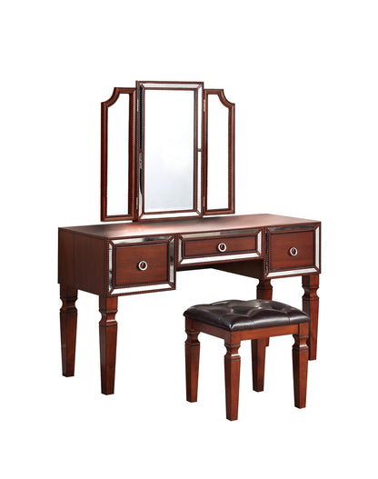 Cherry Poplar Makeup Vanity Set Bedroom Furniture