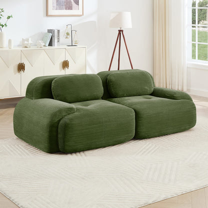 Olive Green Corduroy 2 Seat Sofa - Modular Sectional