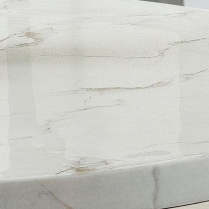 Round White Faux Marble Dining Table - Seats 6