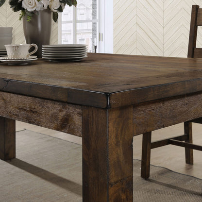 Farmhouse Brown Dining Table Seats 8 | Solid Rubberwood