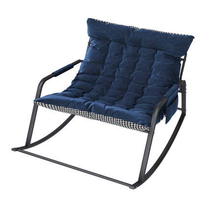 Blue Metal Rocking Chair with Cushions - Relaxing Lounge for Living Room