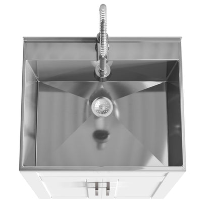 Hennessy Laundry Cabinet - White, 24" Storage with Sink & Faucet