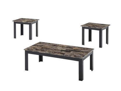 Brown Wood Coffee Table Set - 3 Piece Dining Table for Living Room