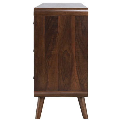 Dark Walnut 6-Drawer Bedroom Dresser - Pine Wood