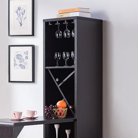 Espresso Bar Cabinet with Wine Storage, 46.5 x 15.5 x 70.75" for Living Room