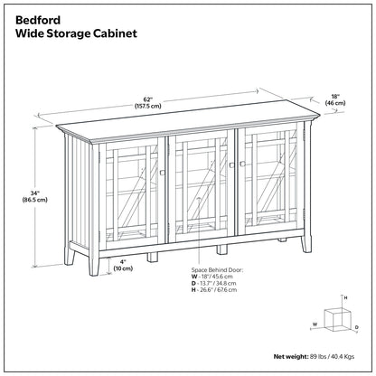 62" Pine Storage Cabinet - Dark Brown Office Cabinet