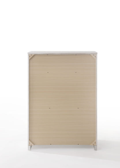 White Synthetic Wood Chest with 5 Storage Drawers for Bedroom