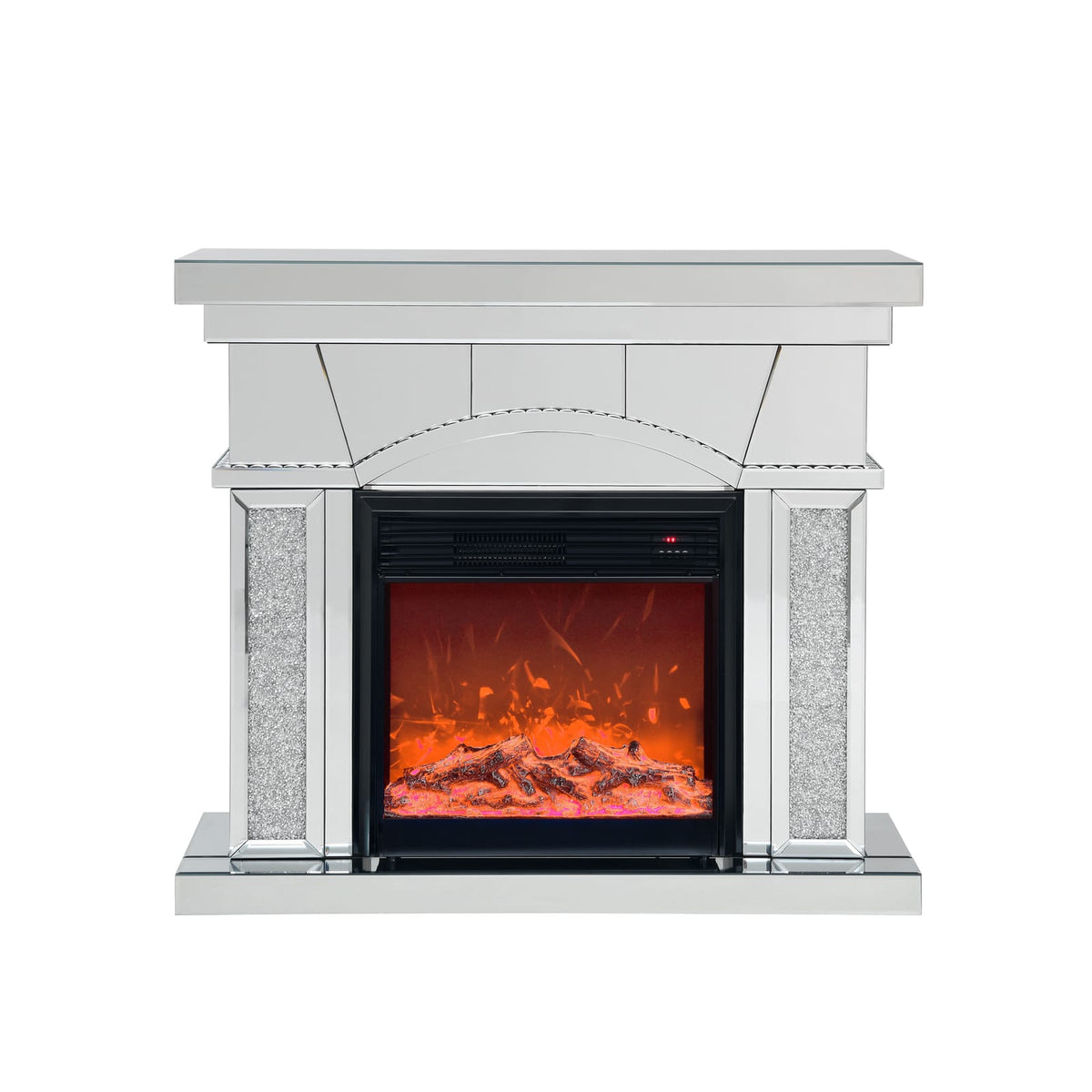 46" Electric Fireplace Cabinet with Mirror - Silver