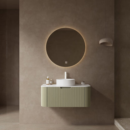 Light Green Bathroom Vanity with Sink - Modern Wall Mounted Storage