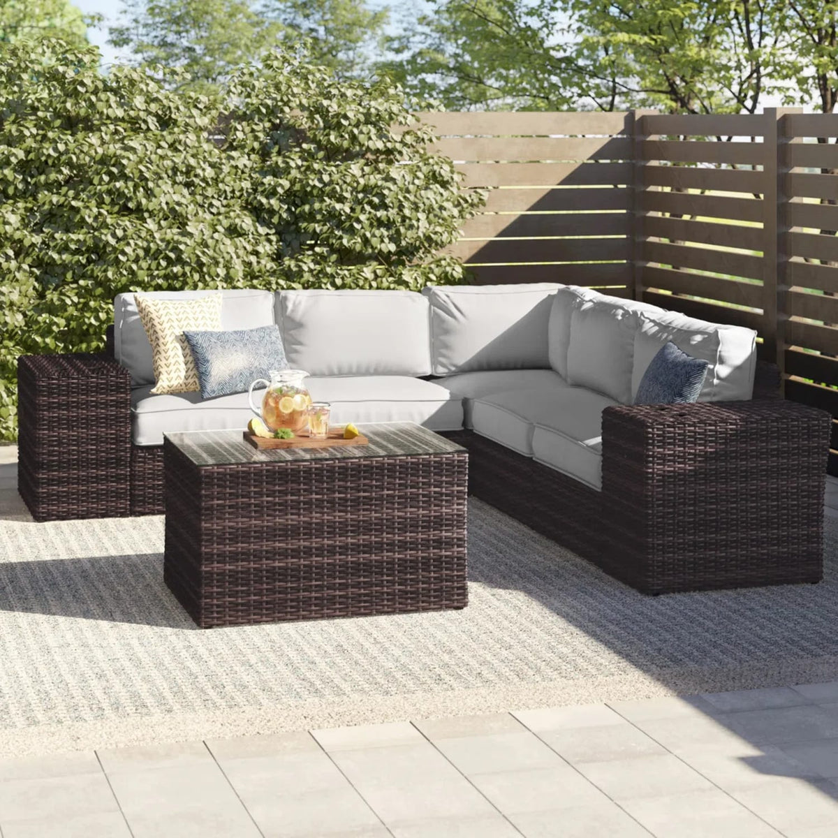 Grey Wicker Patio Furniture Set 8 Piece
