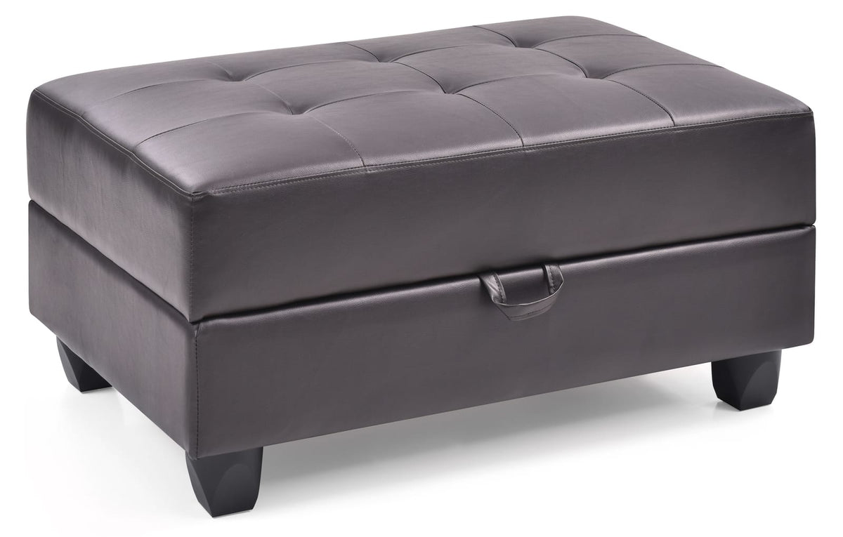 Cappuccino PU Ottoman - 37" Storage Footstool for Living Room