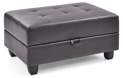 Cappuccino PU Ottoman - 37" Storage Footstool for Living Room