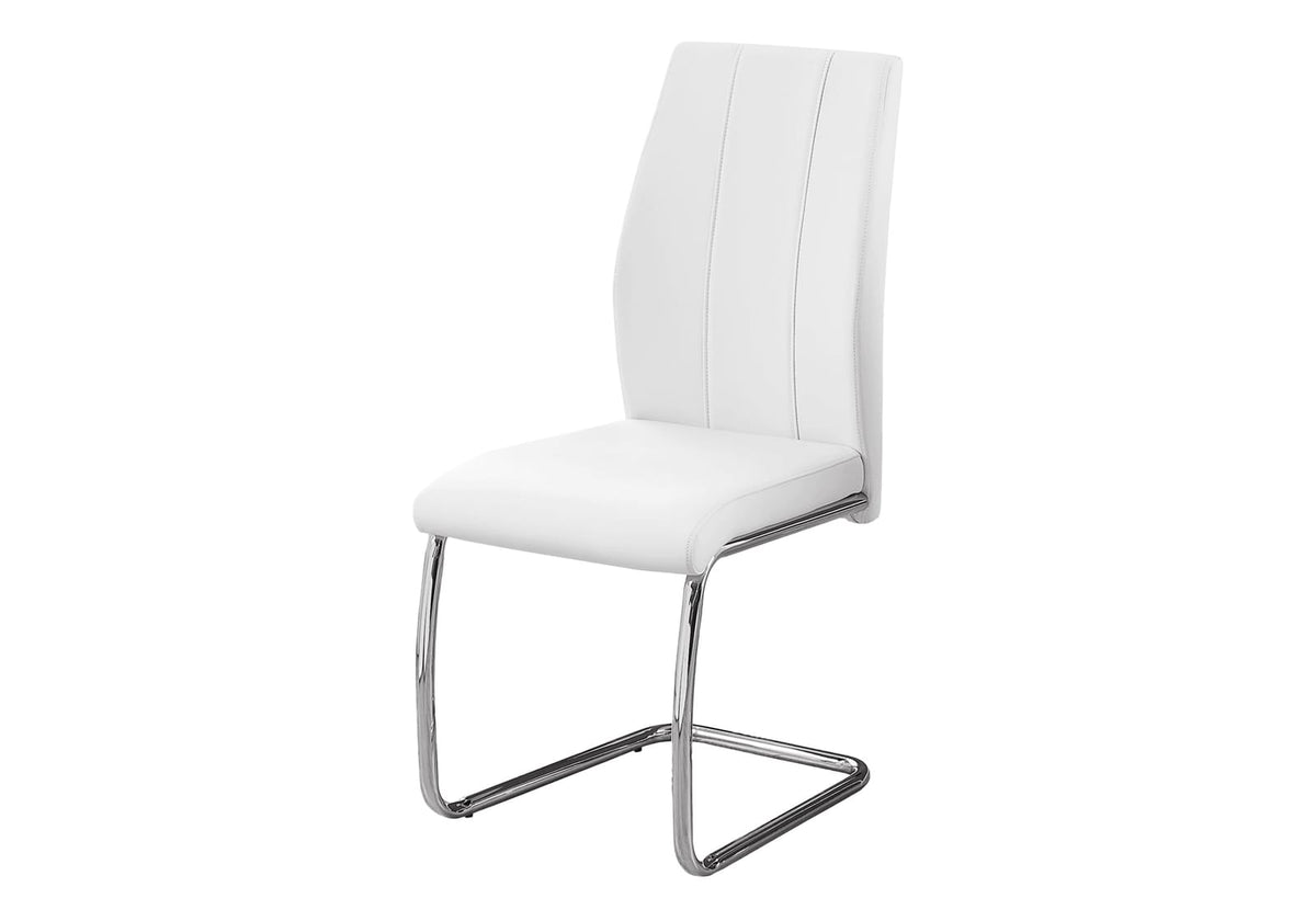 Dining Chairs Set of 2 White Faux Leather Upholstered Kitchen Dining Room Chairs
