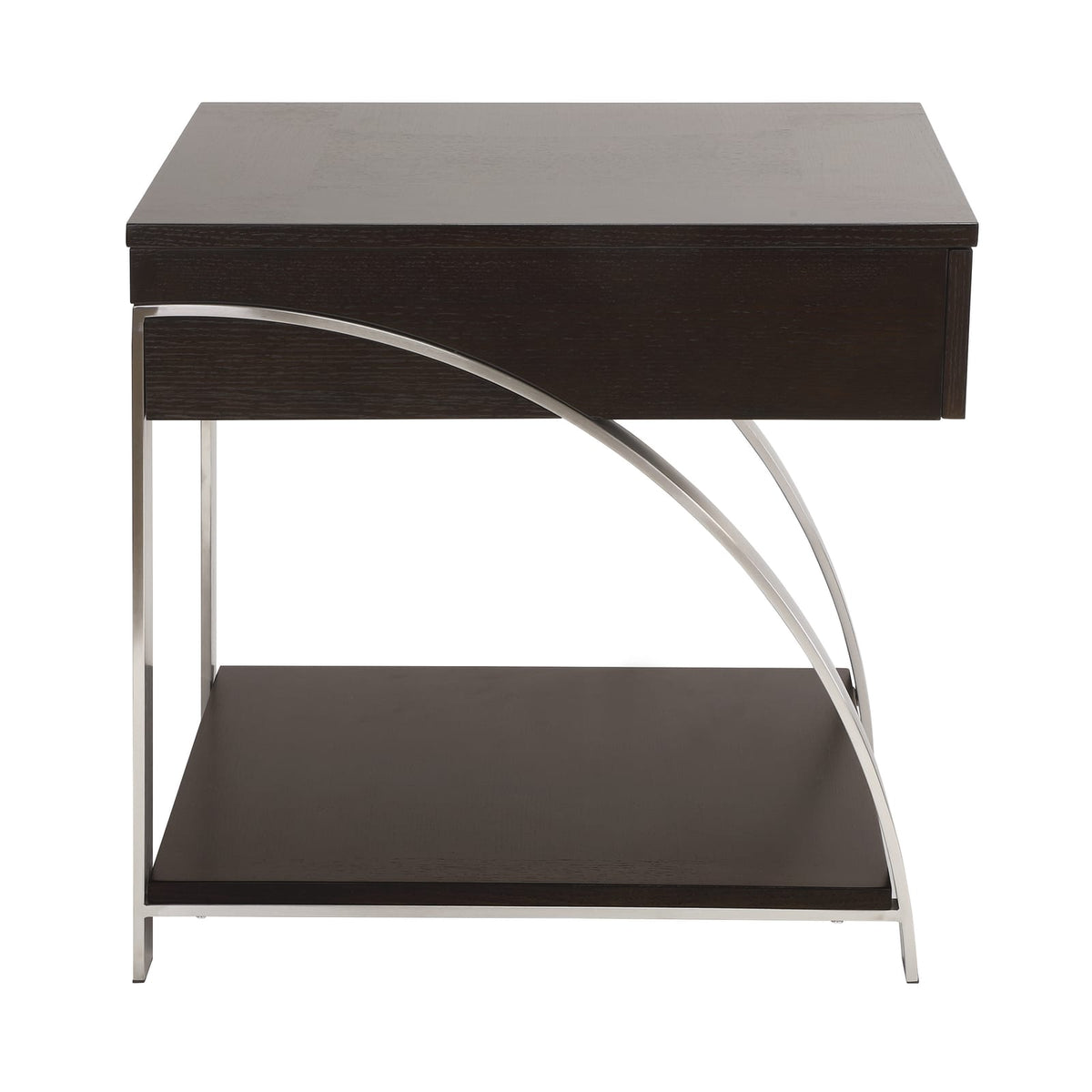 Espresso Wood & Stainless Steel End Table - 21" x 26" Primary Living Space