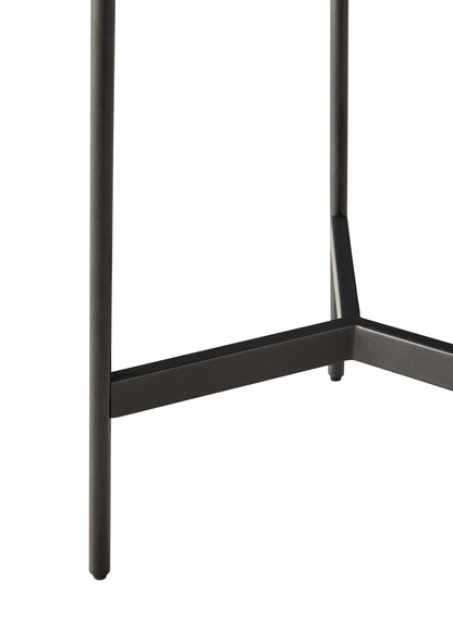 Small Round Accent Table - White+Gray Ceramic MDF