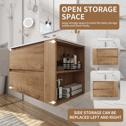 2 Drawer Wall Mounted Bathroom Vanity Cabinet