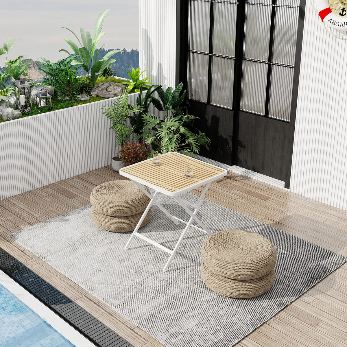 Khaki White Folding Square Table - Outdoor Patio Table