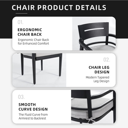 Ember Black Patio Dining Chairs - 4 PCS Aluminum Set