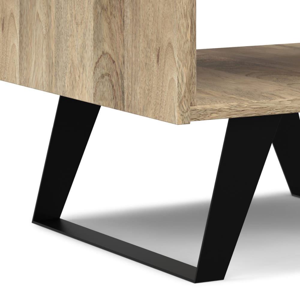 Lowry End Table - Natural Wood & Metal Storage Side Table