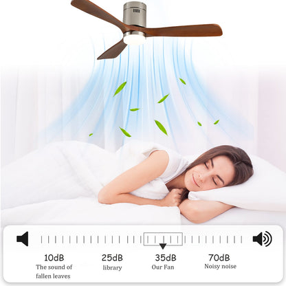 52 Inch Walnut Ceiling Fan with Light - Remote Control
