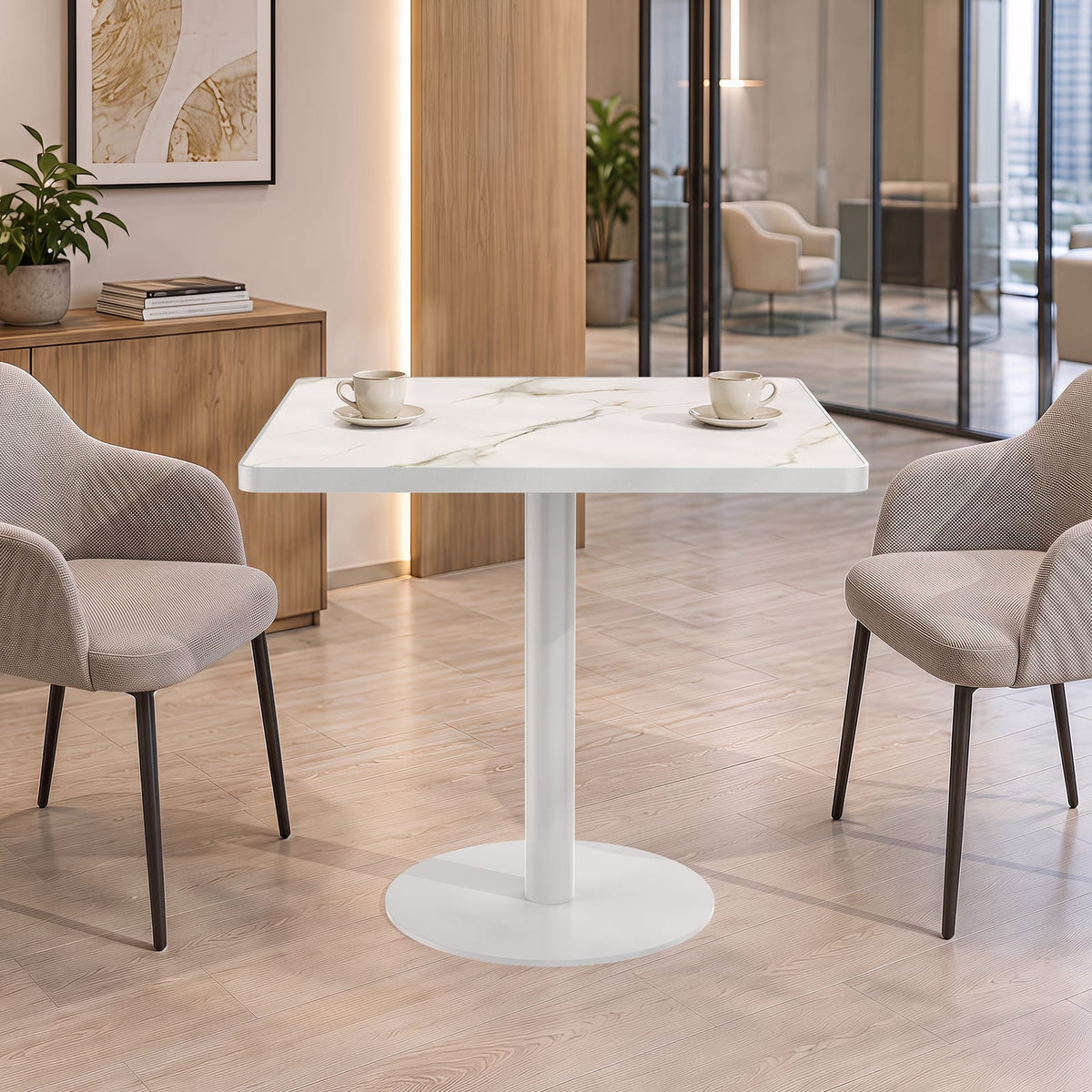 Compact White Dining Table - 31.5 Inch Bistro Table for Dining Room