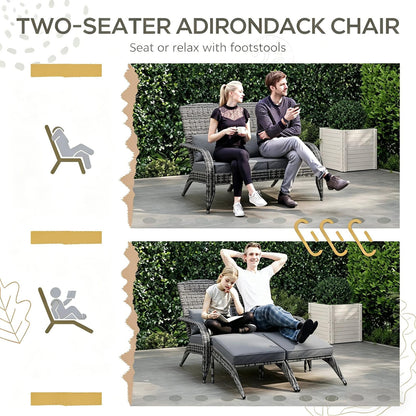 Gray Rattan Adirondack Chair for Two - Outdoor Patio Furniture