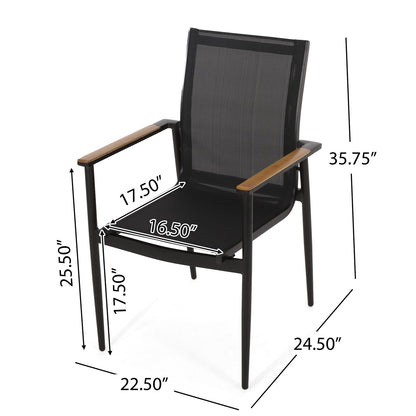 Natural Aluminum Outdoor Patio Dining Chairs Set