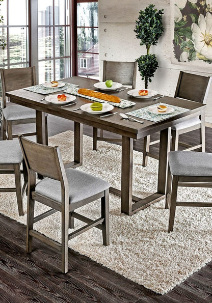 6-Person Gray Dining Table with Chairs - Modern Dining Set