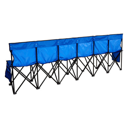 Portable Folding Bench - 6 Seat Blue Oxford Fabric