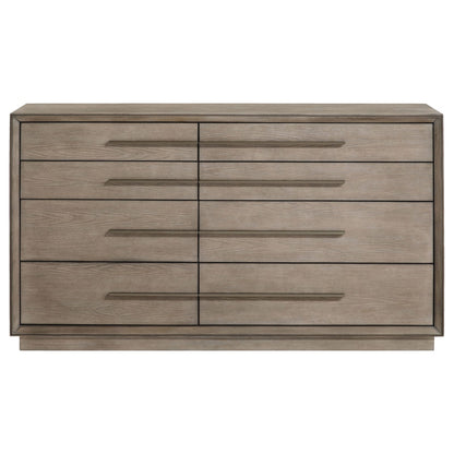 Taupe Oak 8-Drawer Dresser - Bedroom Furniture