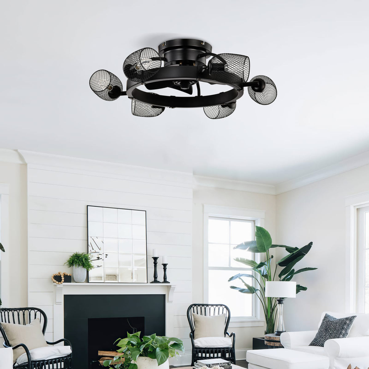 25.8 Inch Matte Black Ceiling Fan with Remote Control