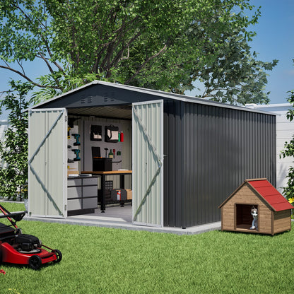 10x10 Metal Outdoor Storage Shed - Black