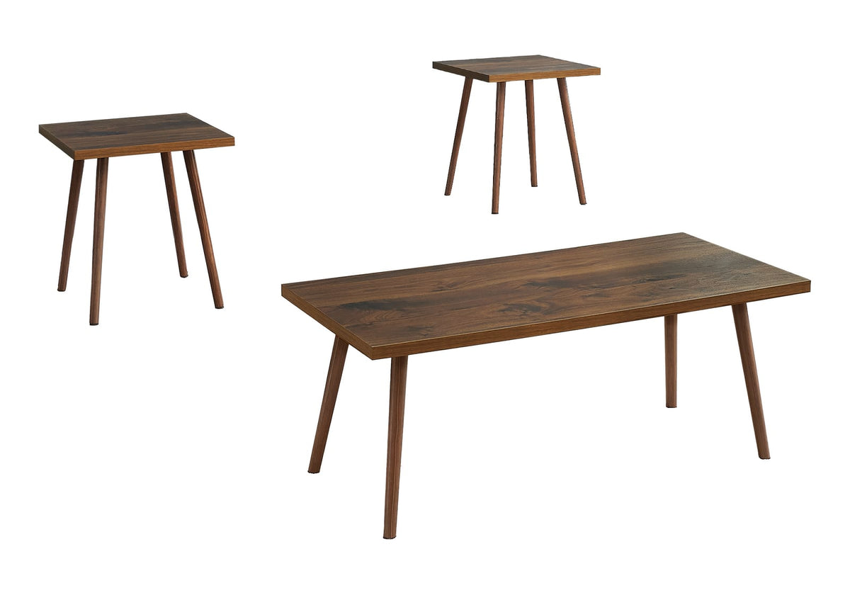 3-Piece Walnut Coffee Table Set - Modern Accent Tables