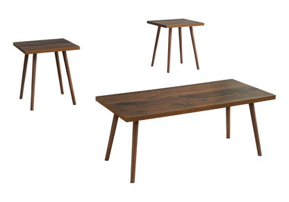 3-Piece Walnut Coffee Table Set - Modern Accent Tables