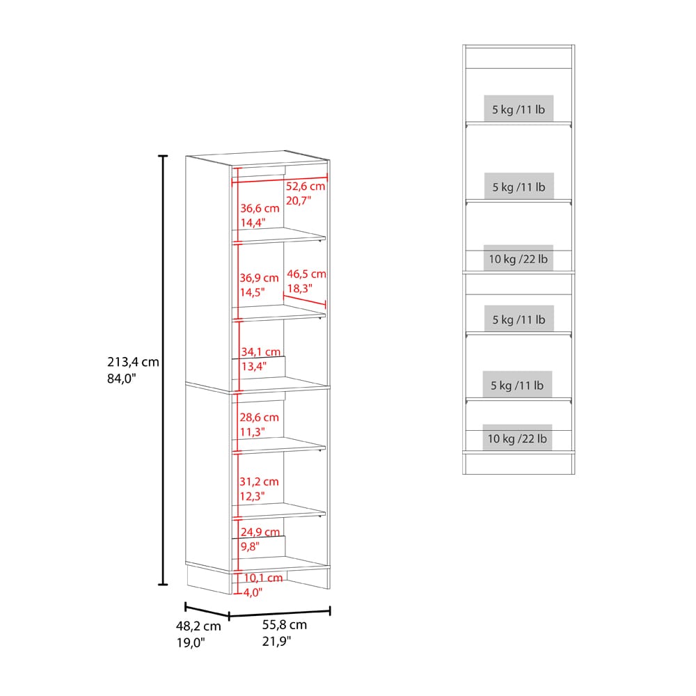 White Engineered Wood Dresser - 21.9 x 19 x 84" for Bedroom