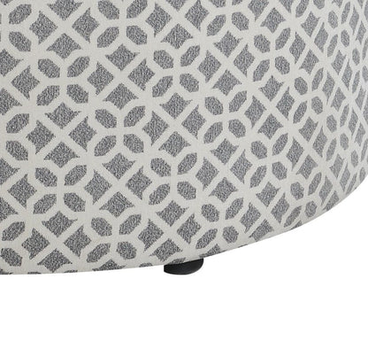 Gray Round Ottoman - 34.8" Storage Footstool