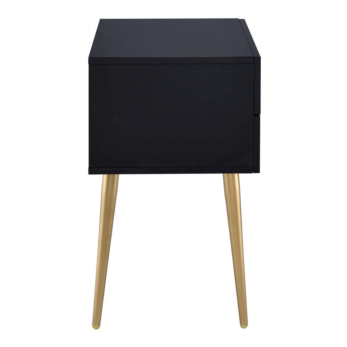Black & Gold Side Table - Storage Drawers, Mid-Century Modern