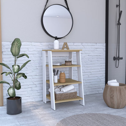 Nashua 4-Shelf Linen Cabinet - Light Oak & White Display Shelf