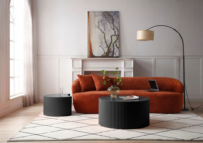 Black Nesting Side Table Set - 2 Round Tables for Living Room