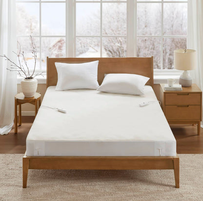Queen Heated Mattress Pad - White Polyester, 1-Piece