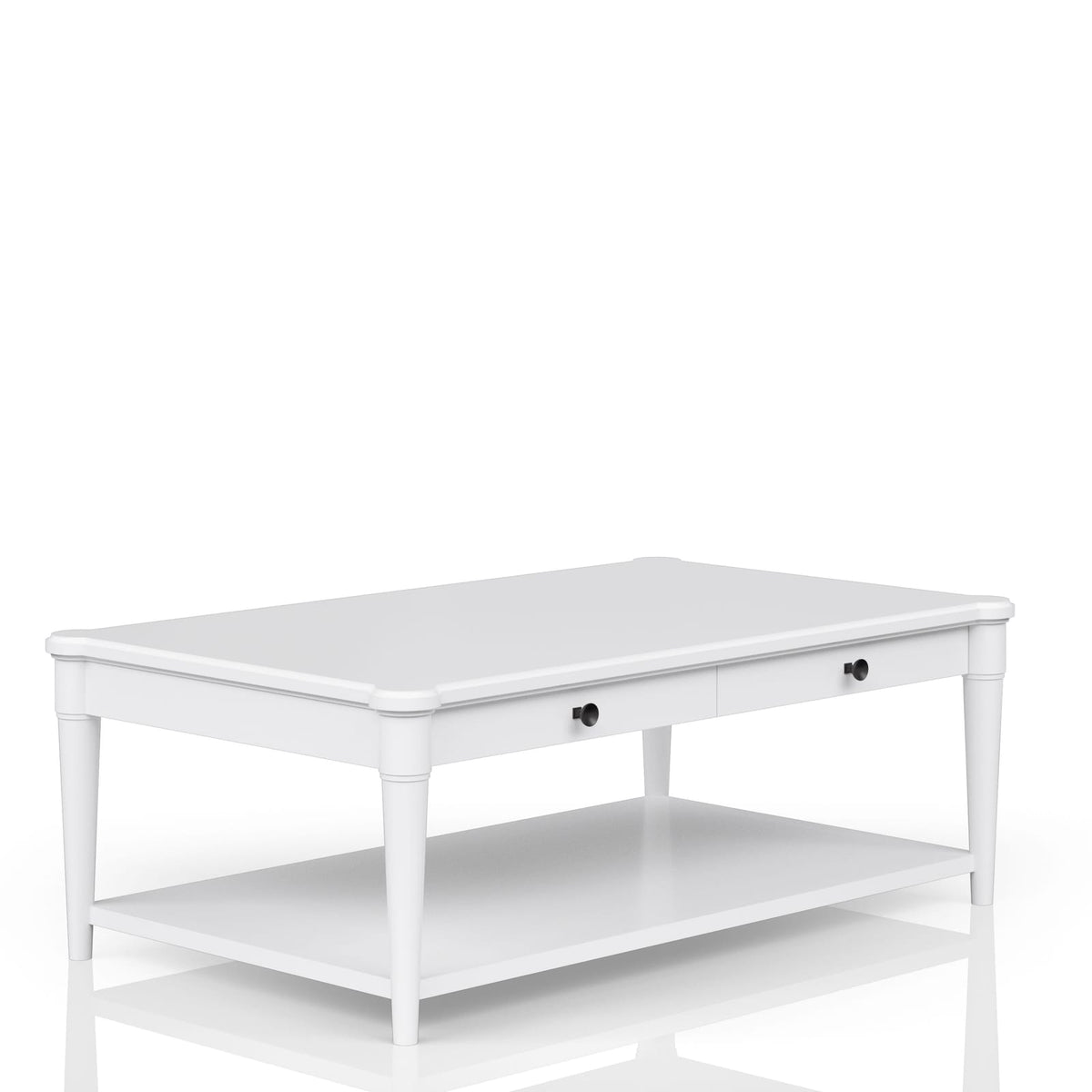 White Cocktail Table with Storage Drawers - 48" x 28" for Living Room