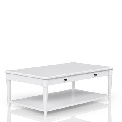 White Cocktail Table with Storage Drawers - 48" x 28" for Living Room