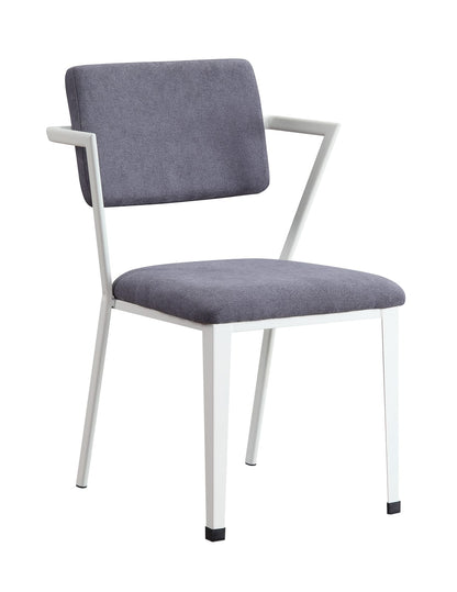Industrial Gray White Fabric Office Chair with Metal Frame for Home Office