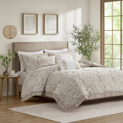 King Size Cotton Comforter Set Taupe