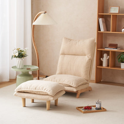 Beige Metal Folding Sofa Bed - Relaxing Lazy Chair for Living Room