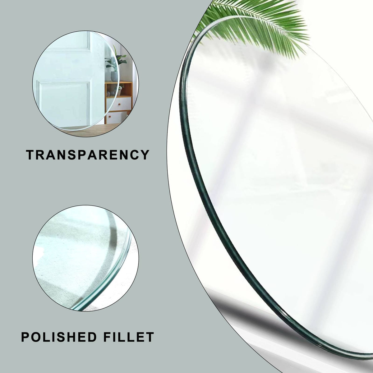 Round Glass Dining Table - 42.13 Inch Diameter for Dining Room