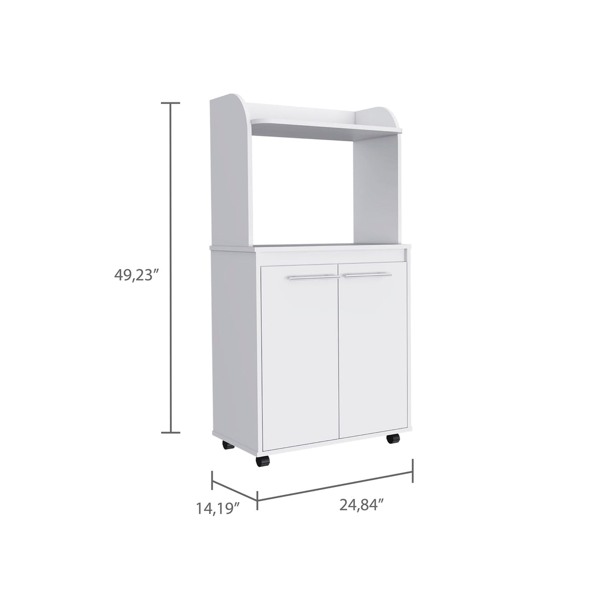 Rockford Kitchen Cart - White Open Shelf Cabinet