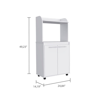 Rockford Kitchen Cart - White Open Shelf Cabinet