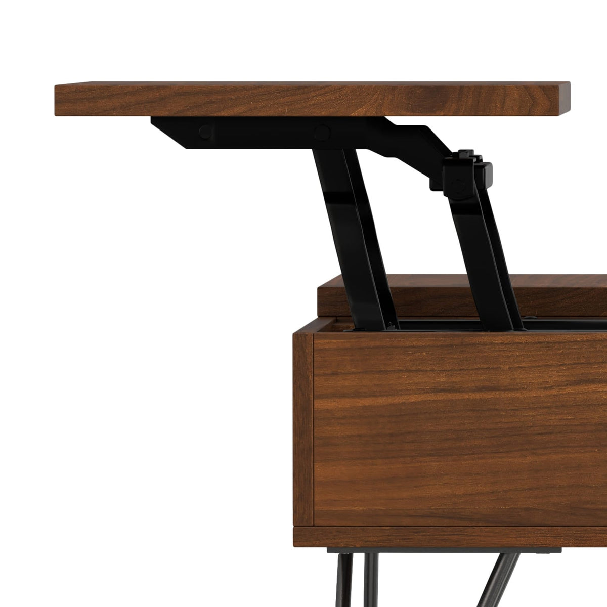 32 Inch Walnut Lift Top Square Coffee Table - Extendable Dining Table for Living Room